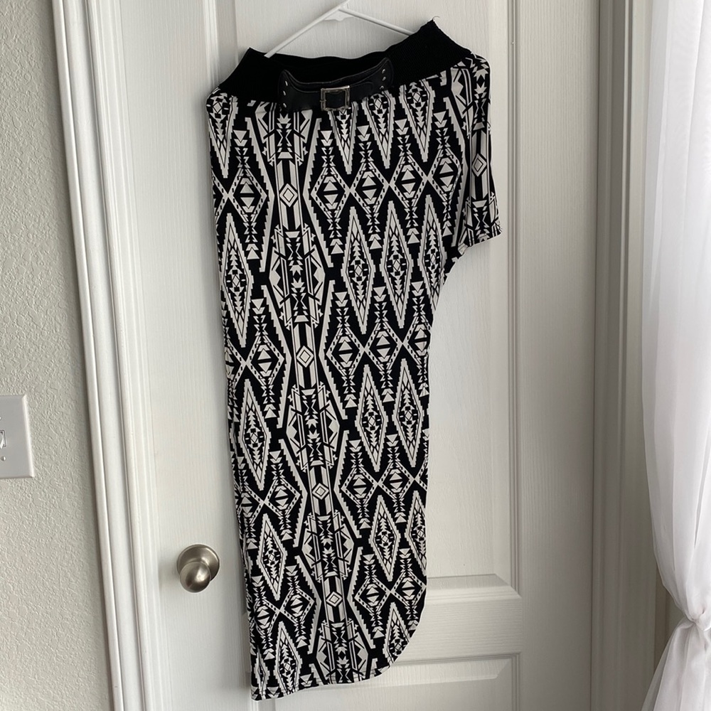 Long skirt with leg openings on the side